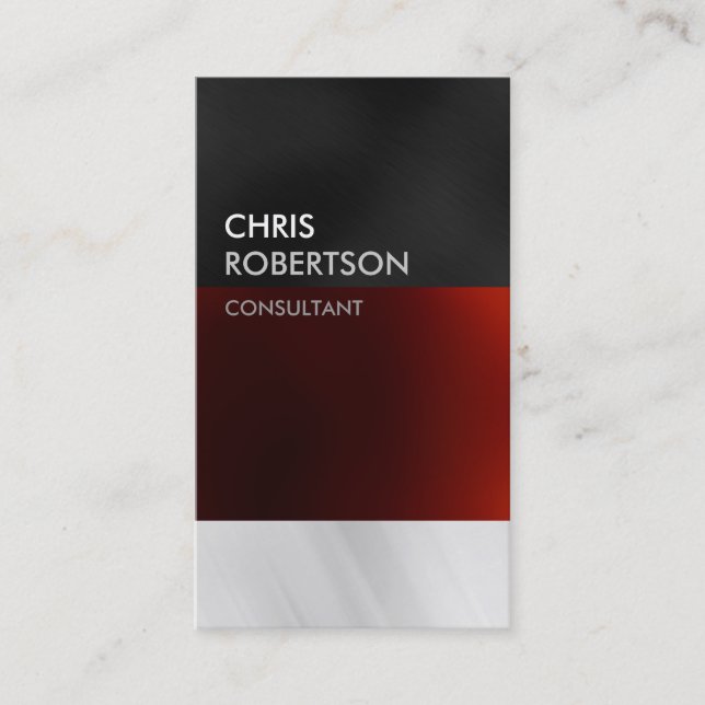 Vertical Red Grey Attractive Business Card (Front)