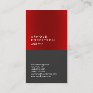 Vertical Red Grey Professional Business Card