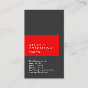 Vertical Red Grey Trend Professional Business Card