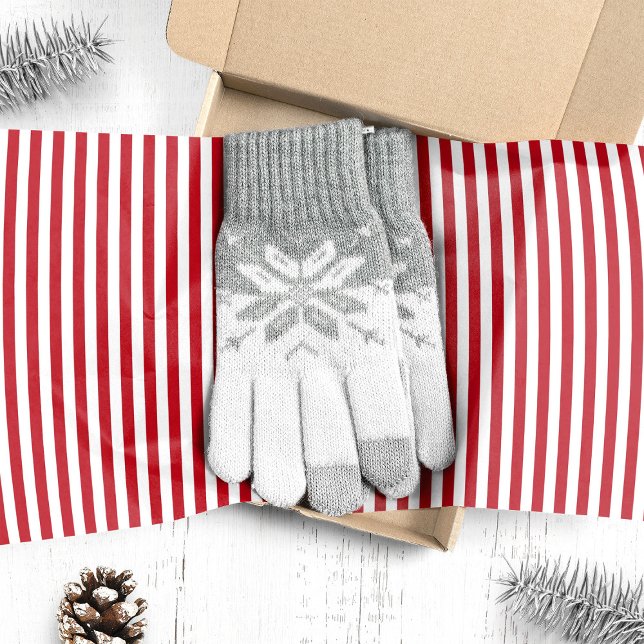 Vertical Red & White Candy Cane Stripes Christmas Tissue Paper (Creator Uploaded)