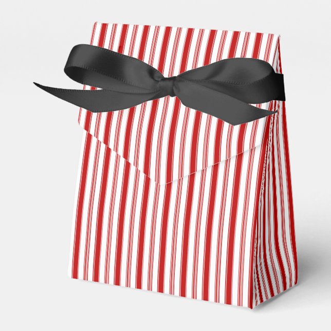 Vertical Red & White Stripes Favor Box (Front Side)