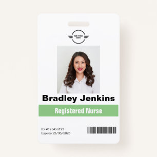 Vertical Registered Nurse RN Name Logo photo badge