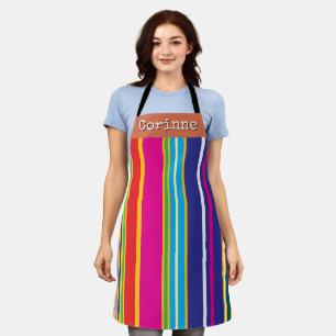 Vertical Retro Stripes Colorful Apron