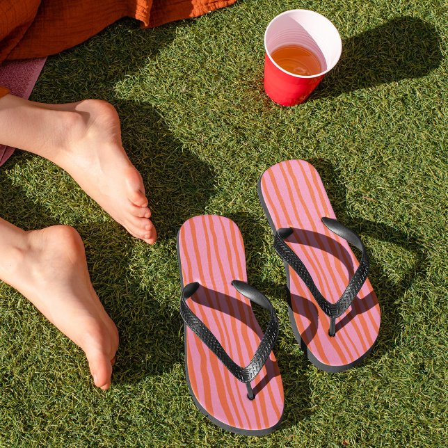 Vertical retro wavy lines - pastel orange and pink flip flops (Creator Uploaded)