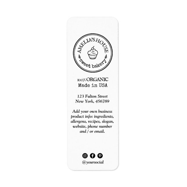 Vertical Return Address Business Product Labels (Front)