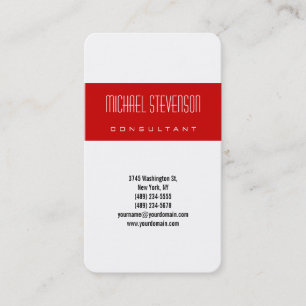 Vertical Rounded Corner Red White Business Card