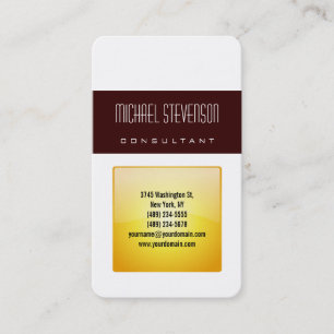 Vertical Rounded Corner Yellow White Business Card