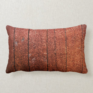 Vertical Rust-Coloured Wood Lumbar Pillow