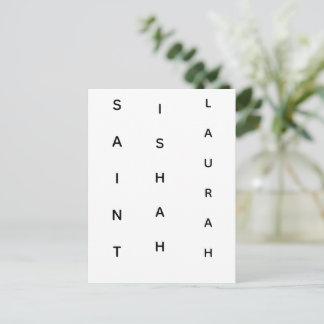VERTICAL SAINT ISHAH LAURAH HOLIDAY POSTCARD