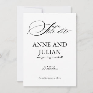 Vertical Save the date card with Back photo