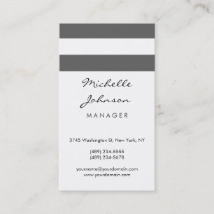 Vertical Script Grey White Pattern Business Card