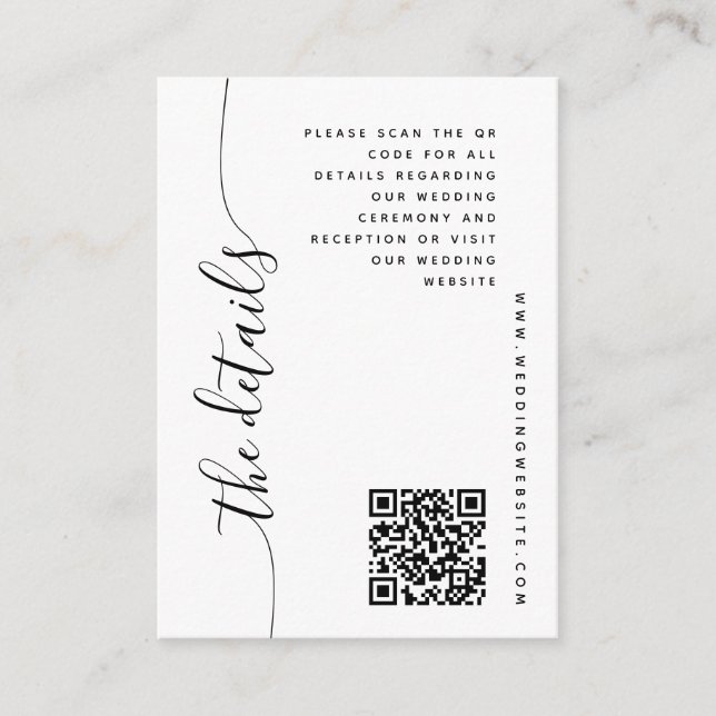 Vertical Script Wedding Details Enclosure Card (Front)