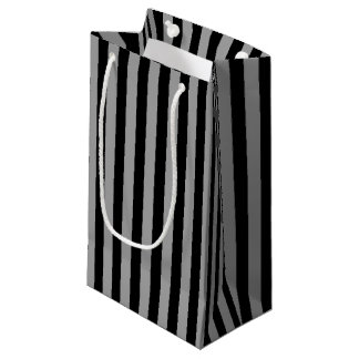 Vertical Silver and Black Stripes Small Gift Bag
