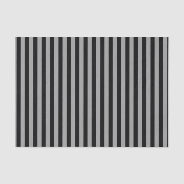 Vertical Silver and Black Stripes Tissue Paper (Front)