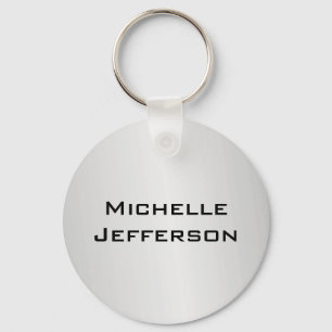 Vertical Silver Grey Stylish Trendy Modern Name Keychain