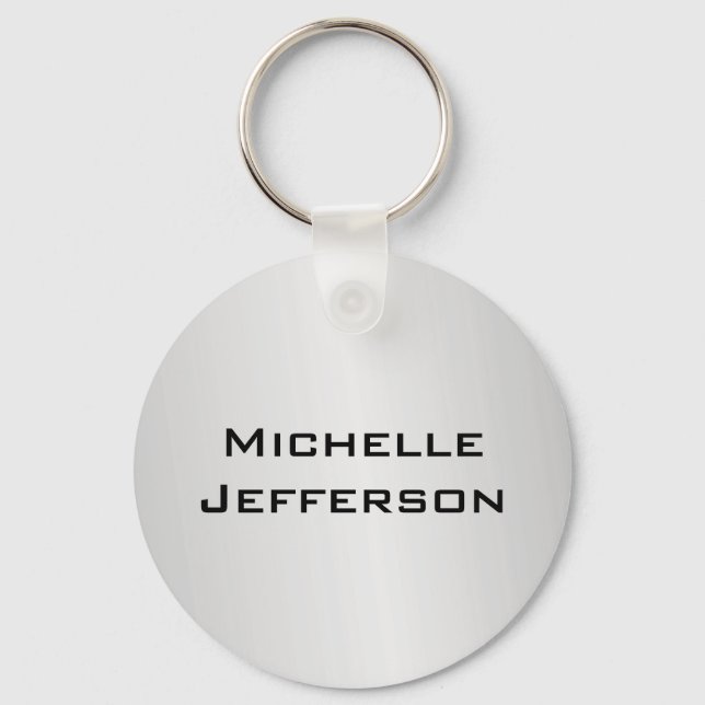 Vertical Silver Grey Stylish Trendy Modern Name Keychain (Front)