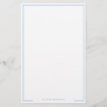 Vertical Simple Dusty Blue Border Name Stationery