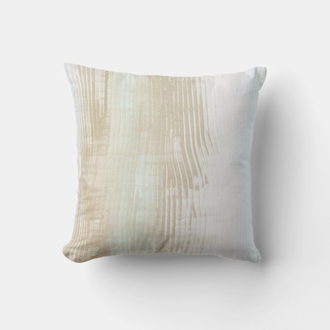 Vertical sketch gradient brush beige cream yellow throw pillow (Front)