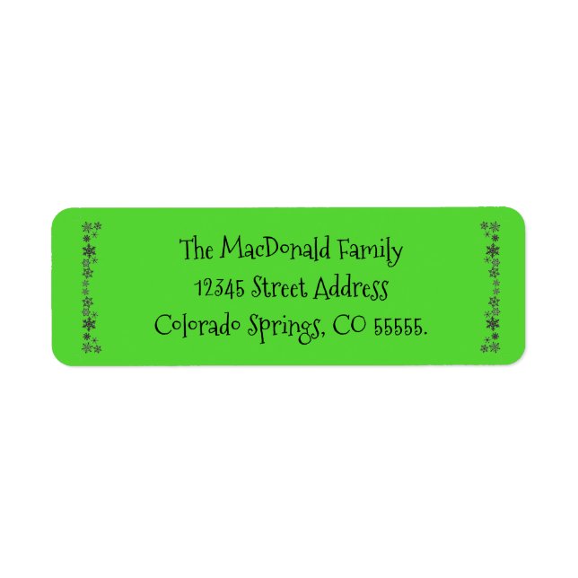 Vertical Snowflakes Green - Return Address Label (Front)