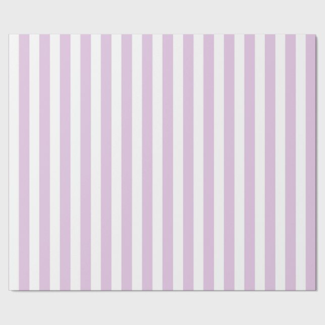 Vertical Soft Purple and White Stripes Wrapping Paper (Seam)