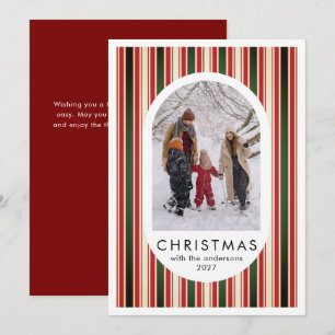 Vertical Stripe Family Christmas Photo Holiday Card