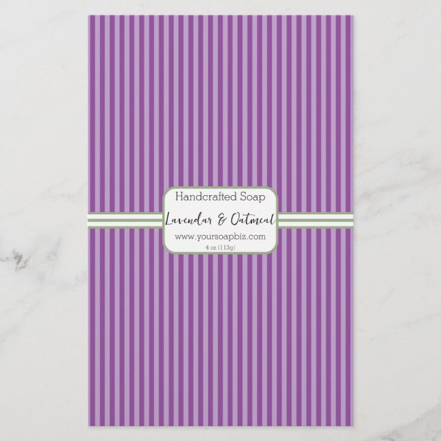 Vertical Stripe Lavendar Soap Wrap Paper Sheet (Front)