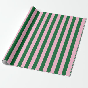 Vertical Stripe Pattern in Pink and Green Wrapping Paper