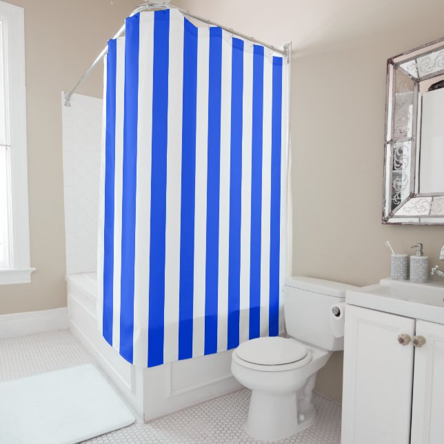 Vertical Stripe Sailor Blue & White Pattern (In Situ)