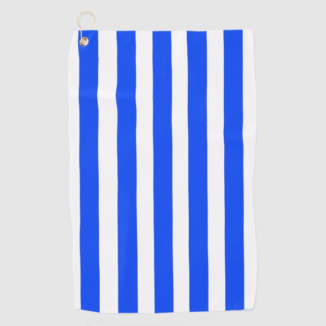 Vertical Stripe Sailor Blue & White Pattern Golf Towel (Front)