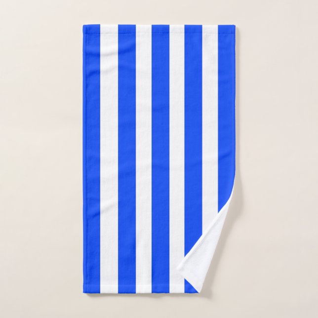 Vertical Stripe Sailor Blue & White Pattern Hand Towel (Hand Towel)
