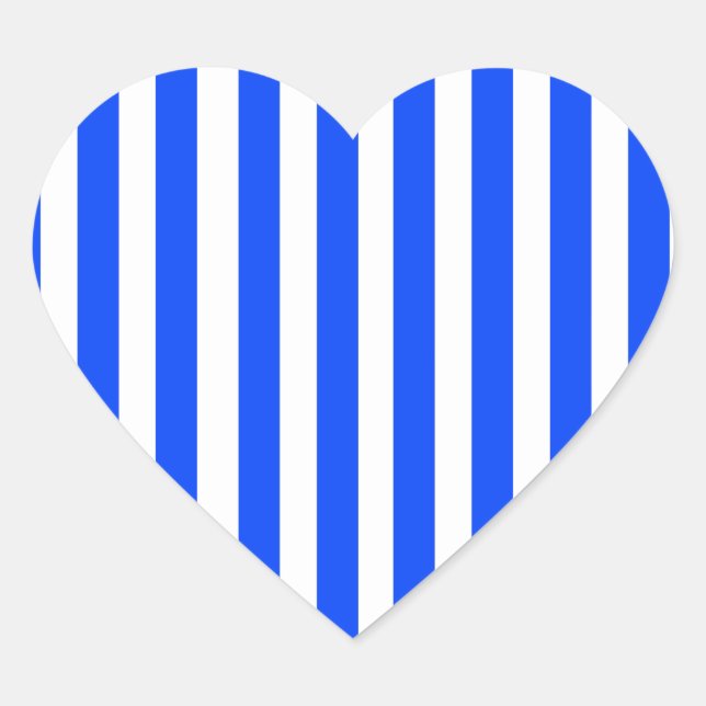 Vertical Stripe Sailor Blue & White Pattern Heart Sticker (Front)