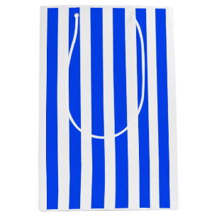 Vertical Stripe Sailor Blue & White Pattern Medium Gift Bag