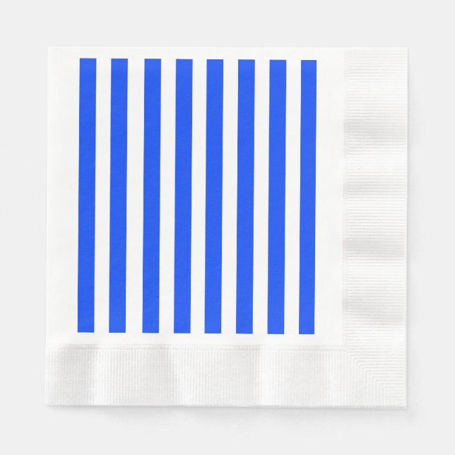 Vertical Stripe Sailor Blue & White Pattern Napkin (Front)