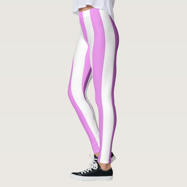Vertical Striped Designer ~ Pink ~ Purple ~ Leggings (Left)