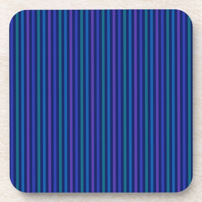 Vertical Striped Pattern Blue Green Purple Coaster (Front)