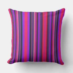Vertical striped pattern red purple tones outdoor pillow