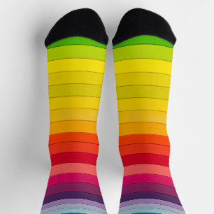 Vertical Striped Rainbow, Lined Pattern Socks