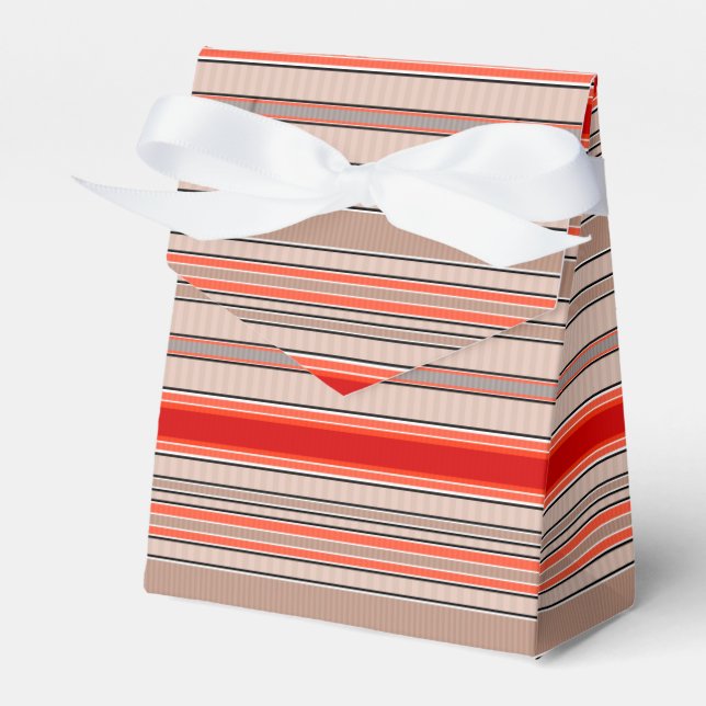 vertical striped textured pattern in orange and be favor box (Front Side)