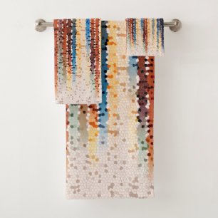 Vertical stripes, abstract, colourful, modern bath towel set