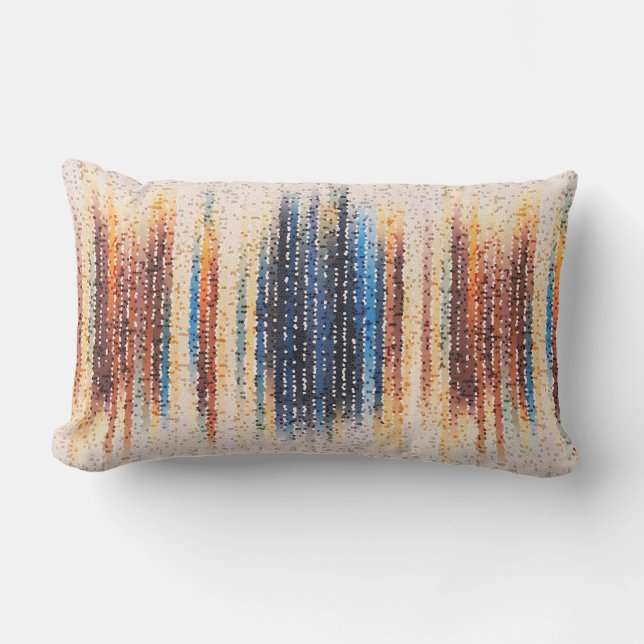 Vertical stripes, abstract, colourful, modern lumbar pillow (Front)