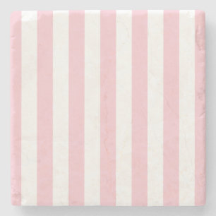 Vertical Stripes Baby Pink And White Striped Stone Coaster