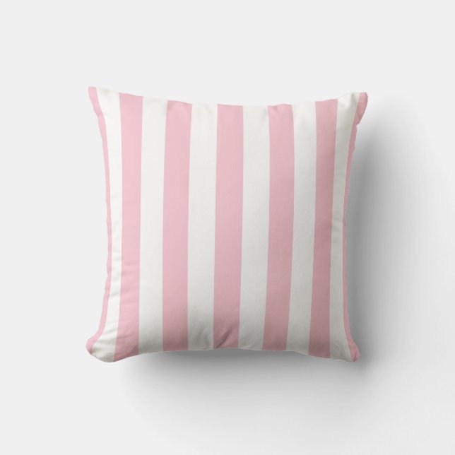 Vertical Stripes Baby Pink And White Striped Throw Pillow (Front)