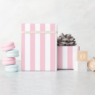 Vertical Stripes Baby Pink And White Striped Wrapping Paper