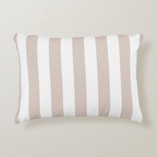 Vertical Stripes Beige And White Striped Accent Pillow (Front)