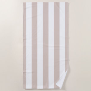 Vertical Stripes Beige And White Striped Beach Towel
