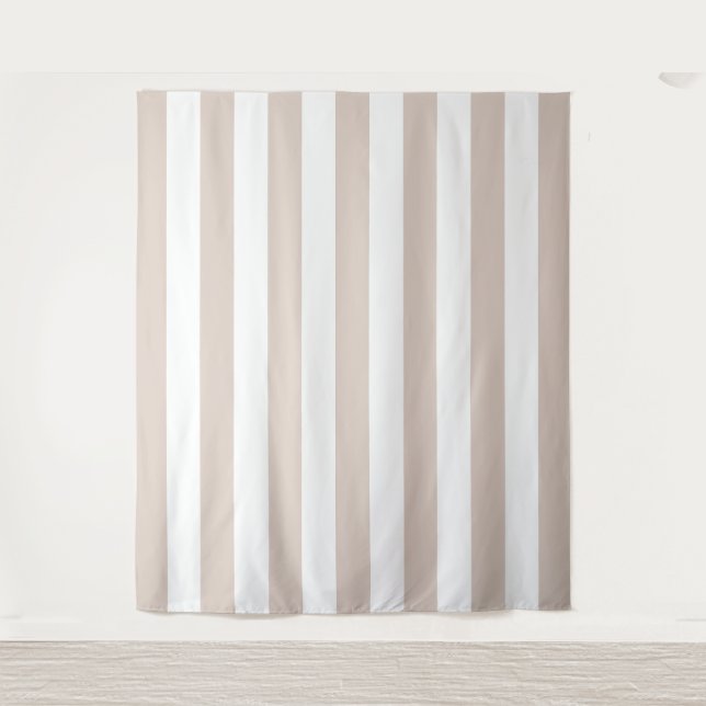 Vertical Stripes Beige And White Striped Tapestry (Front)