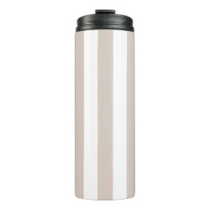 Vertical Stripes Beige And White Striped Thermal Tumbler