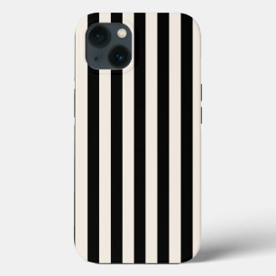 Vertical Stripes Black And Cream White Striped iPhone 13 Case