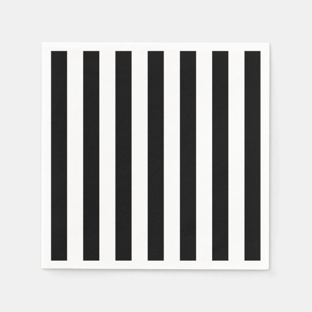 Vertical Stripes Black And White Striped Napkin (Front)