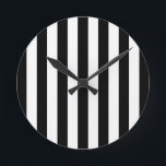 Vertical Stripes Black And White Striped Round Clock<br><div class="desc">Vertical Stripes – black and white striped pattern.</div>